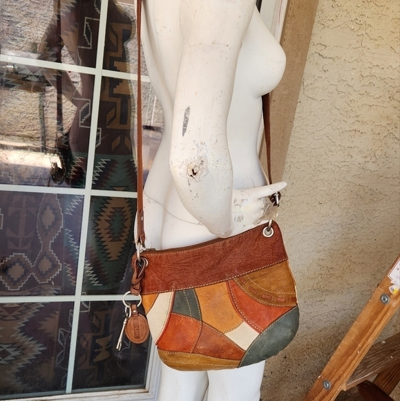 Cute retro patchwork leather crossbody bag‎ by Fossil - Picture 9 of 12